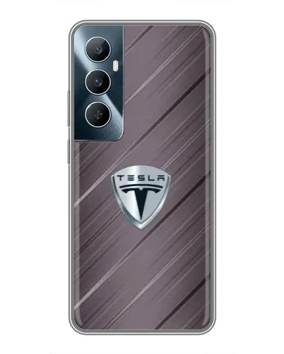 Чехол для Realme C65 с картинкой «Металлическая текстура Tesla»