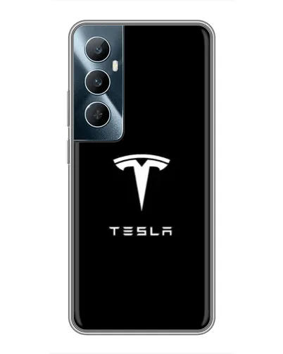 Чехол для Realme C65 с картинкой «Tesla White Logo»