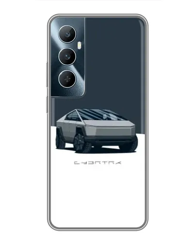 Чехол для Realme C65 с картинкой «Серебристый Cybertruck Tesla»