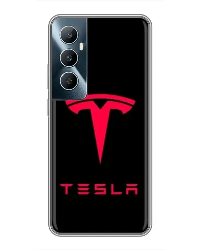 Чехол для Realme C65 с картинкой «Tesla Red Logo»
