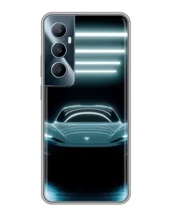 Чохол для Realme C65 з картинкою «Tesla в неоні»