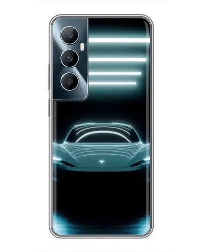 Чехол для Realme C65 с картинкой «Tesla в неоне»