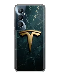 Чохол для Realme C65 з картинкою «Мармурова Tesla Gold»
