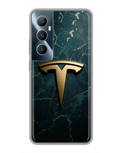 Чехол для Realme C65 с картинкой «Мраморная Tesla Gold»