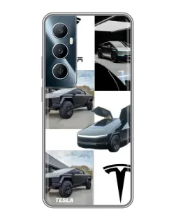 Чохол для Realme C65 з картинкою «Колаж Cybertruck Tesla»