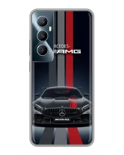 Чехол для Realme C65 с картинкой «Mercedes — белый карбон»