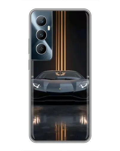 Чехол для Realme C65 с картинкой «Lamborghini золотые линии»