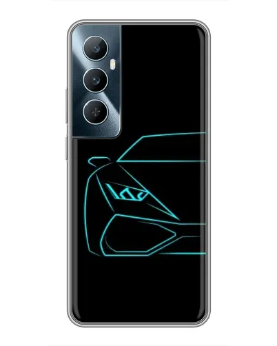 Чехол для Realme C65 с картинкой «Голубой силуэт Lamborghini»