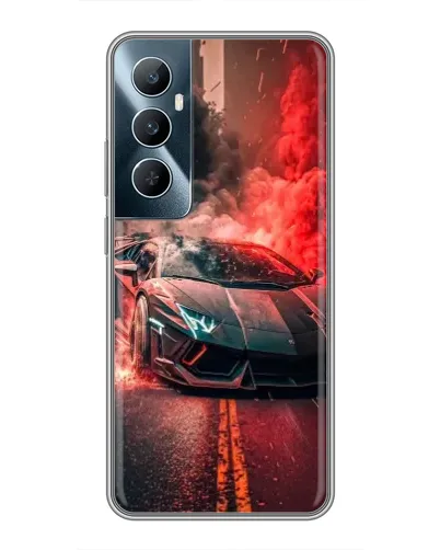 Чехол для Realme C65 с картинкой «Lamborghini красный дым»
