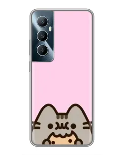 Чехол для Realme C65 с картинкой «Pusheen и печенье»