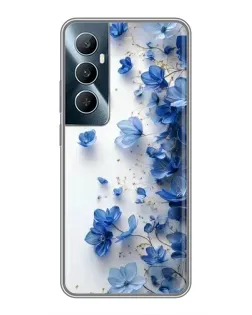 Чехол для Realme C65 с картинкой «Голубой цветочный каскад»