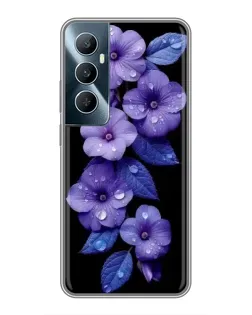 Чехол для Realme C65 с картинкой «Фиолетовые цветы с росою»
