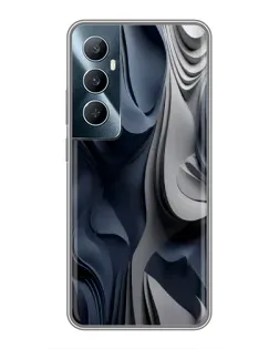 Чехол для Realme C65 с картинкой «Объемные синие складки»