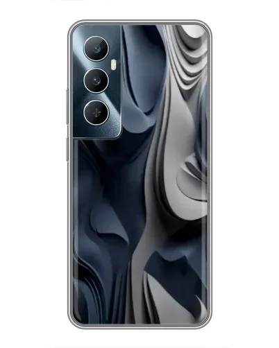Чехол для Realme C65 с картинкой «Объемные синие складки»