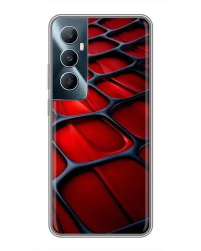 Чехол для Realme C65 с картинкой «Красная глянцевая сетка»