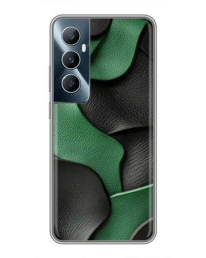 Чехол для Realme C65 с картинкой «Зеленые кожаные волны»
