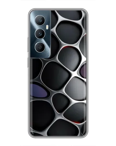 Чехол для Realme C65 с картинкой «Объемная темная решетка»