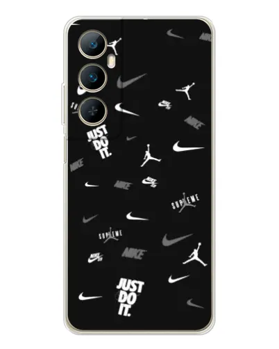 Чехол для Realme C66 с картинкой «Nike Black Pattern»