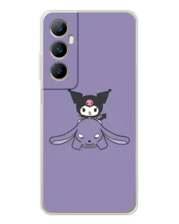 Чехол для Realme C66 с картинкой «Kuromi на лиловом фоне»