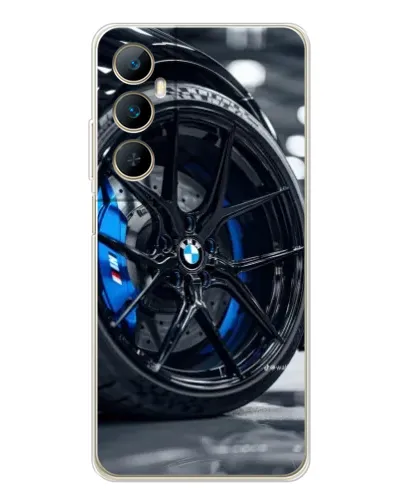 Чехол для Realme C66 с картинкой «Колесо BMW вблизи»