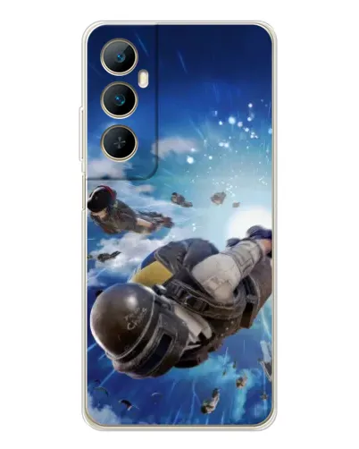 Чехол для Realme C66 с картинкой «Десант PUBG — прыжок»