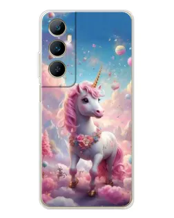 Чехол для Realme C66 с картинкой «Единорог среди облаков»