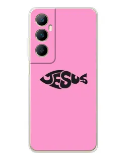 Чехол для Realme C66 с картинкой «Розовый символ  Jesus»