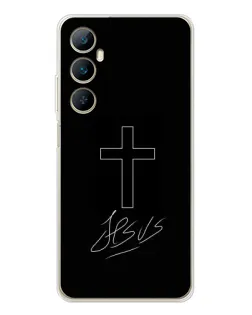 Чехол для Realme C66 с картинкой «Графический крест Jesus»
