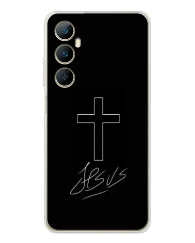 Чехол для Realme C66 с картинкой «Графический крест Jesus» Чехол для Realme C66 с картинкой «Графический крест Jesus»