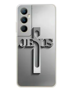 Чехол для Realme C66 с картинкой «Металлический крест Jesus»