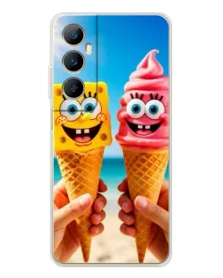 Чехол для Realme C66 с картинкой «Спанч Боб мороженое»