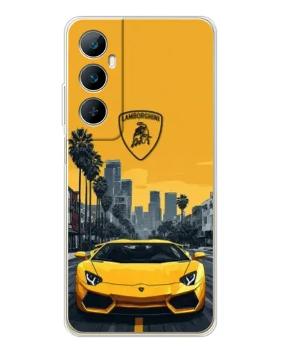 Чохол для Realme C66 з картинкою «Жовтий Lamborghini місто»