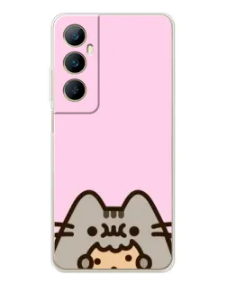 Чехол для Realme C66 с картинкой «Pusheen и печенье»