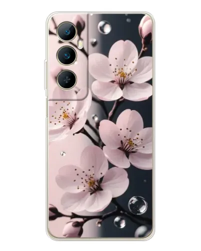 Чехол для Realme C66 с картинкой «Нежная сакура и капли» Чехол для Realme C66 с картинкой «Нежная сакура и капли»