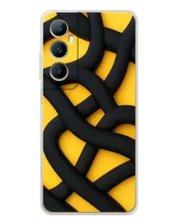 Чехол для Realme C66 с картинкой «Черное желтое переплетение»