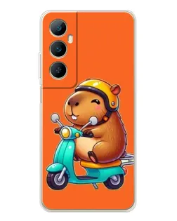 Чехол для Realme C66 с картинкой «Капибара на скутере»