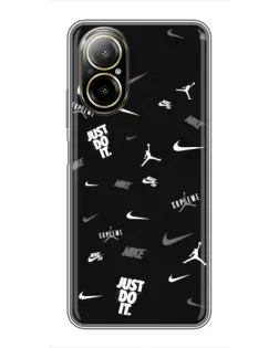 Чехол для Realme C67 с картинкой «Nike Black Pattern» Чехол для Realme C67 с картинкой «Nike Black Pattern»