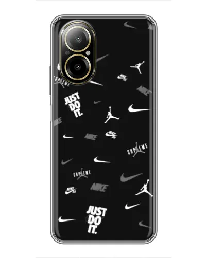Чехол для Realme C67 с картинкой «Nike Black Pattern»