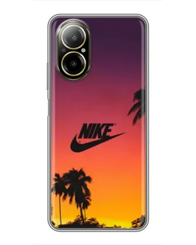 Чехол для Realme C67 с картинкой «Nike на закате солнца»