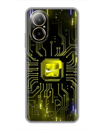 Чехол для Realme C67 с картинкой «Nike — золотая искра»