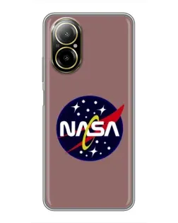 Чехол для Realme C67 с картинкой «NASA — ретро космос»