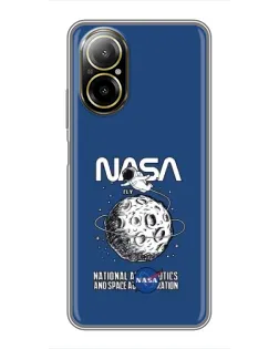 Чехол для Realme C67 с картинкой «NASA — лунная миссия»
