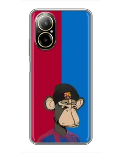Чехол для Realme C67 с картинкой «Bored Ape — фанат Барсы»