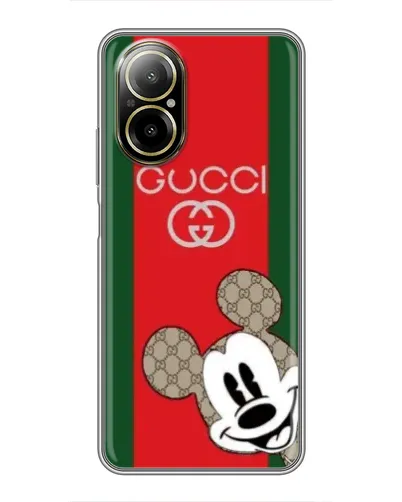 Чехол для Realme C67 с картинкой «Gucci — полосы и Микки»