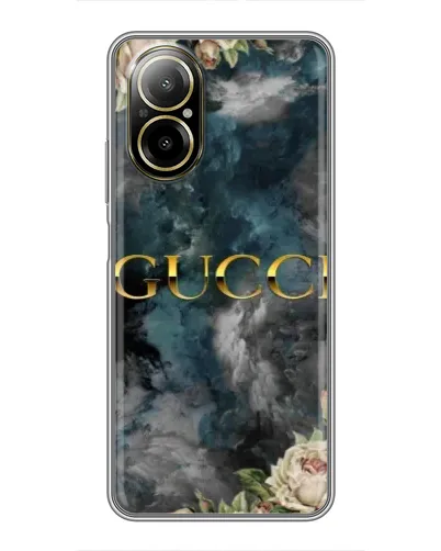Чехол для Realme C67 с картинкой «Абстрактные цветы Gucci»