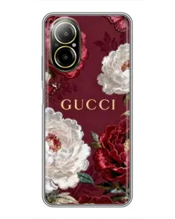 Чохол для Realme C67 з картинкою «Gucci — бордові троянди»