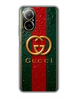 Чохол для Realme C67 з картинкою «Gucci — фірмова смуга та золото»