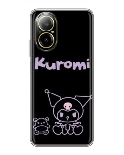 Чехол для Realme C67 с картинкой «Kuromi — черный минимализм»