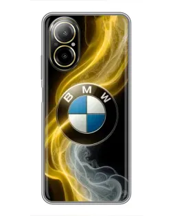 Чехол для Realme C67 с картинкой «Золотистый дым BMW»