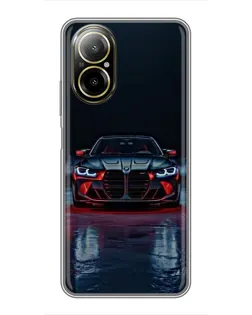 Чехол для Realme C67 с картинкой «BMW на мокрой дороге»
